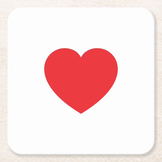 Plain Modern White Red Love Heart Graphic Rechteckiger Pappuntersetzer (Vorderseite)