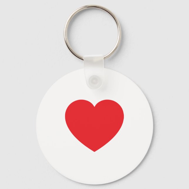 Plain Modern White Red Love Heart Graphic Schlüsselanhänger (Vorderseite)