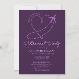 Plain Purple Heart Plain Retirement Party Einladung