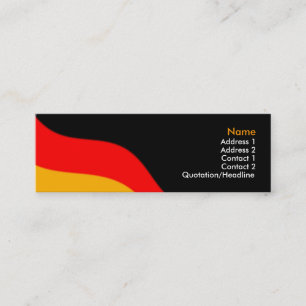 PlainBlackBusinessBack, GermanFlag, Name, Addre... Mini Visitenkarte