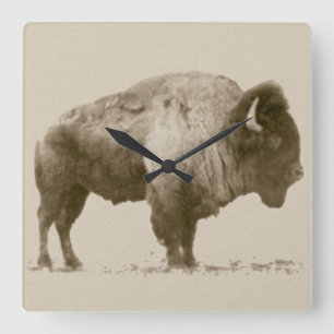 Plains Bison Quadratische Wanduhr