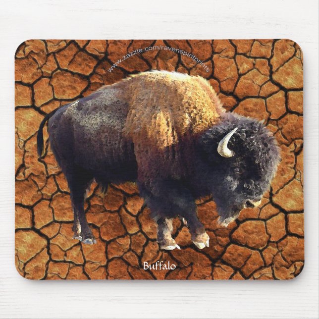 Plains Buffalo, Rustic Earth Wildlife Art Mousepad (Vorne)