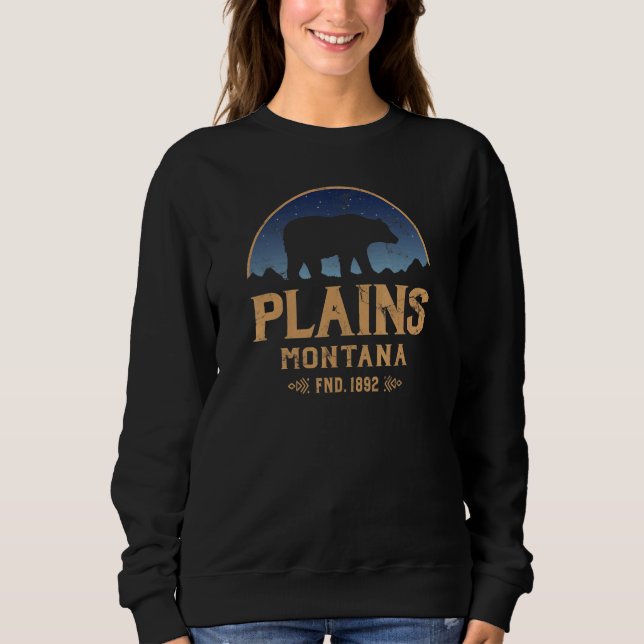 Plains Montana MT Big Sky Country Bear & Mountains Sweatshirt (Vorderseite)