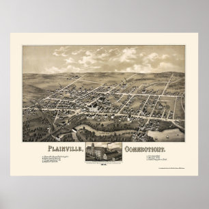 Plainville, panoramische Karte CT - 1878 Poster