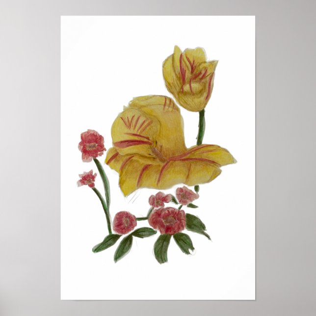 Plakat Aquarell Blumendesign (Vorne)
