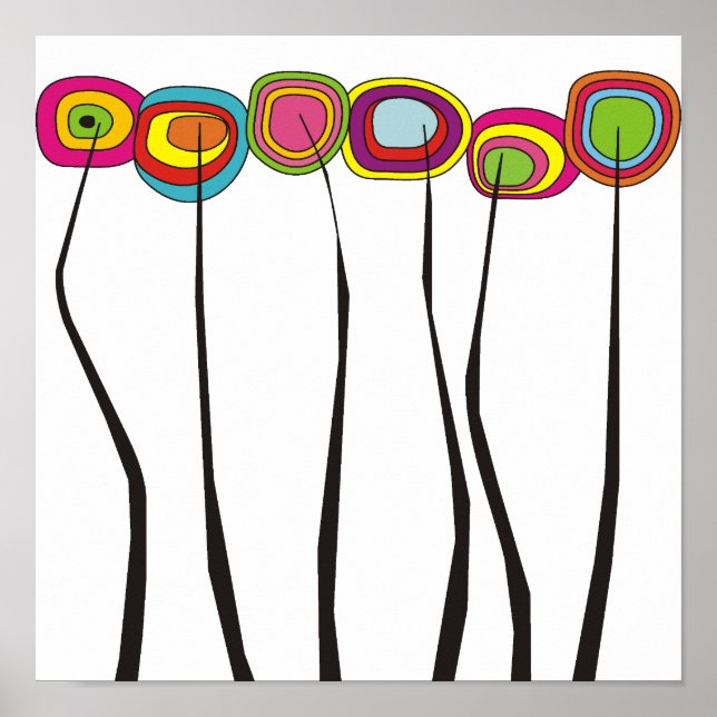 Plakat aus Whimsikfarben mit fett gefärbter Blume (Vorne)