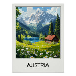 Plakat Austria, Hütte im Herzen der Alpen Poster