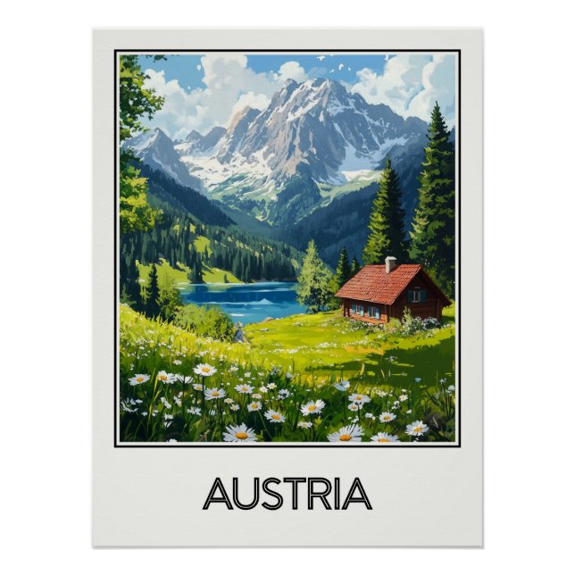 Plakat Austria, Hütte im Herzen der Alpen Poster (Vorderseite)