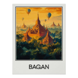 Plakat Bagan, Tempel und Heißluftballon am Poster