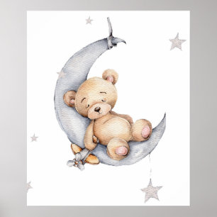 Plakat - Bär schlafend auf dem Halbmond