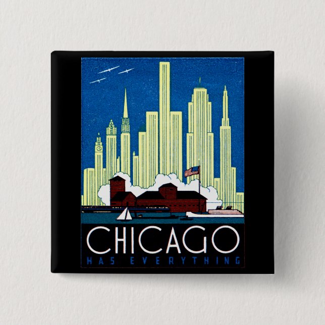 Plakat Besuch Chicago 1930 Button (Vorderseite)