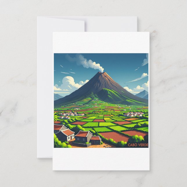 Plakat Cabo Verde - Vulkan und tropische Landschaf (Vorderseite)