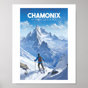 Plakat Chamonix - Frankreich - Mont-blanc illustra