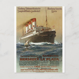 Plakat der Hamburg 1899 - Kreuzfahrtschiff Liner Postkarte