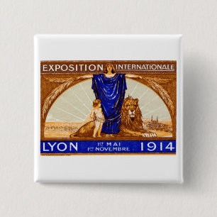 Plakat der internationalen Ausstellung Lyon 1914 Button