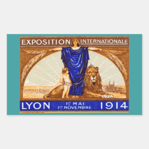 Plakat der internationalen Ausstellung Lyon 1914 Rechteckiger Aufkleber