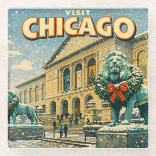 Plakat des Art Institute of Chicago im Winter Glasuntersetzer