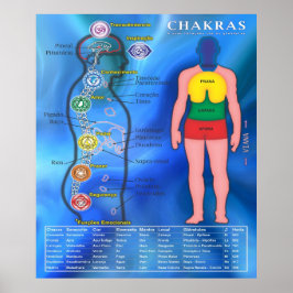 Plakat die Chakras und seine Verbindungen