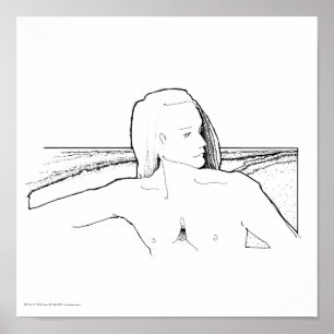 Plakat/Druck: "Langer Haar-Mann/Landschaft " Poster