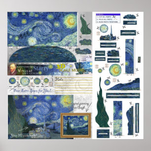 Plakat-Druck sternenklare Nachtvan gogh Papercraft Poster