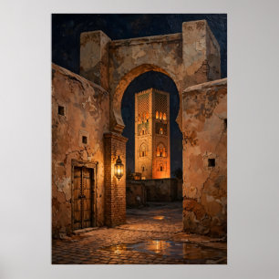 Plakat einer beleuchteten Gasse der marokkanischen