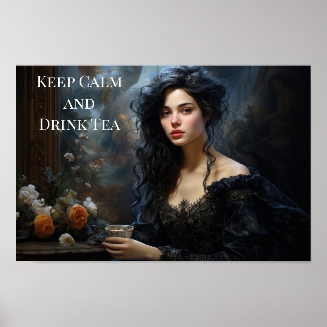 Plakat - Frau trinkt Tee (Vorne)