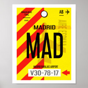 Plakat für das Gepäck am Flughafen Madrid