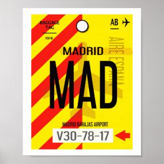 Plakat für das Gepäck am Flughafen Madrid