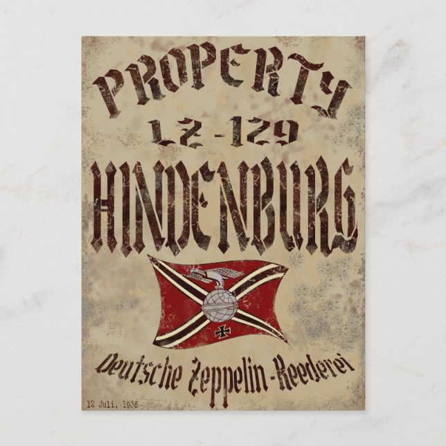Plakat für das in Not geratene Hindenburg-Grundstü Postkarte (Vorderseite)