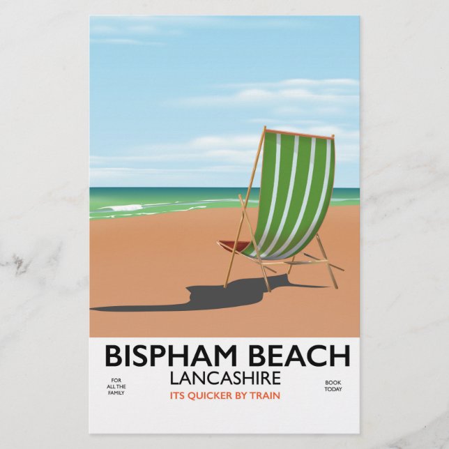 Plakat für das Meer von Bispham Beach Lancashire Briefpapier (Vorderseite)