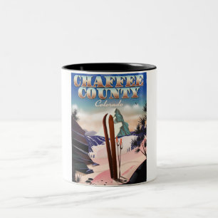 Plakat für das Skigebiet Chaffee County, Colorado. Zweifarbige Tasse