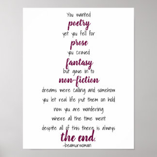 Plakat für die Gestaltung, die Sie gewollt Poesie