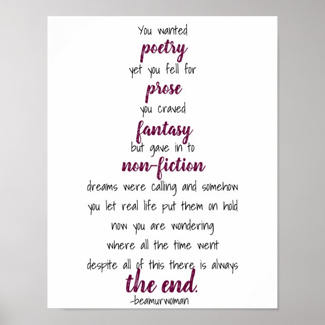 Plakat für die Gestaltung, die Sie gewollt Poesie (Vorne)