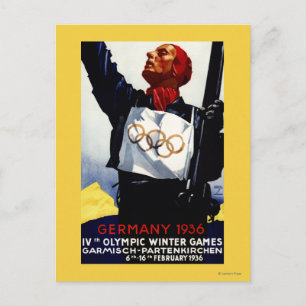 Plakat für die Olympischen Winterspiele 1936 Postkarte