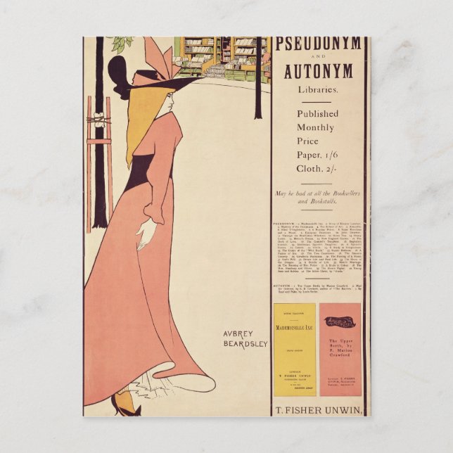 Plakat für die Werbung für "The Yellow Book" Postkarte (Vorderseite)