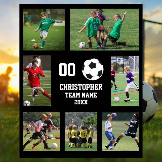 Plakat für Fußballteam 7 Foto (Soccer 7 photo collage team name poster)
