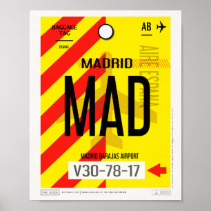 Plakat für Gepäck am Flughafen Madrid