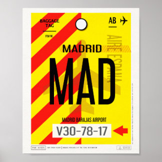 Plakat für Gepäck am Flughafen Madrid