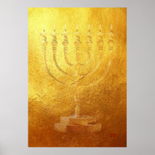 Plakat goldene Menorah Judaika