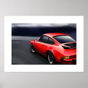 Plakat-Illustration Coupé mit 911 Carrera Sport Poster