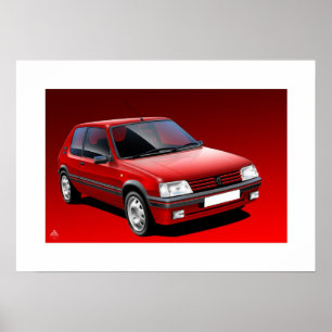 Plakat-Illustration Peugeots 205 GTI Poster