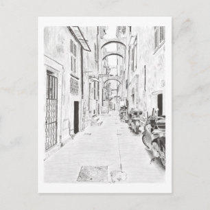 Plakat: Italienische schmale Straße Postkarte