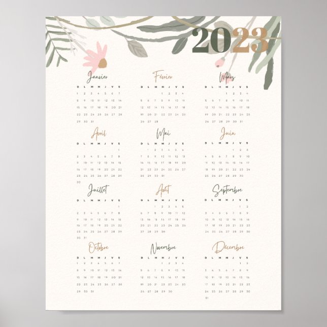 Plakat Kalender 2023 FLORAL PASTEL (Vorne)