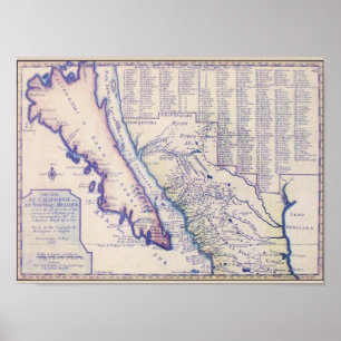 Plakat Kaliforniens 1705 und des New Mexiko/Druck