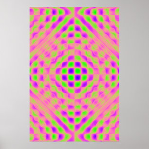 Plakat, kariert abstrakt, lila, pink, limette poster