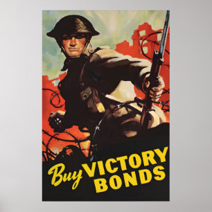 Plakat Kaufe Siegesschuldverschreibungen WWII Prop