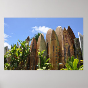 Plakat-Maui-Surfbrettzaun Poster