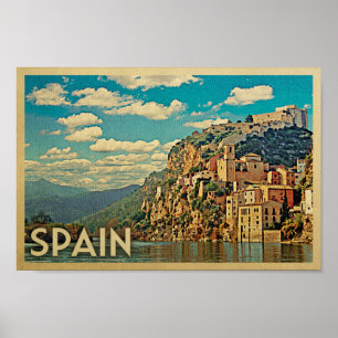 Plakat Miravet Spanien - Vintager Reise-Druck