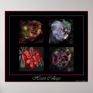 Plakat mit 4 Herzen