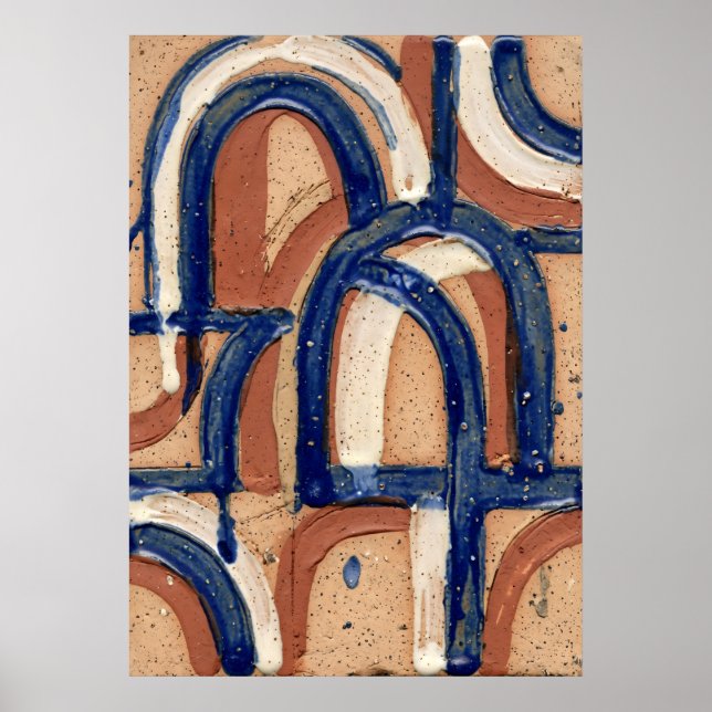 Plakat mit blauem Bogen und abstraktem Muster (Vorne)